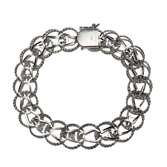 VINTAGE 1950's Sterling CFC Silver Chain Link Heart Bracelet - Picture 2 of 6